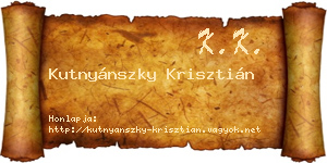 Kutnyánszky Krisztián névjegykártya